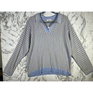 Maurices Womens Size XXL Knit Long Sleeve Sweater Blue & Beige